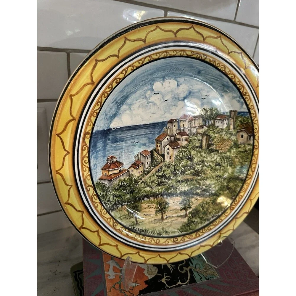 Vietri Pottery 10” Wall Plate Sorrento Scenery Landscape Hand painted Italy